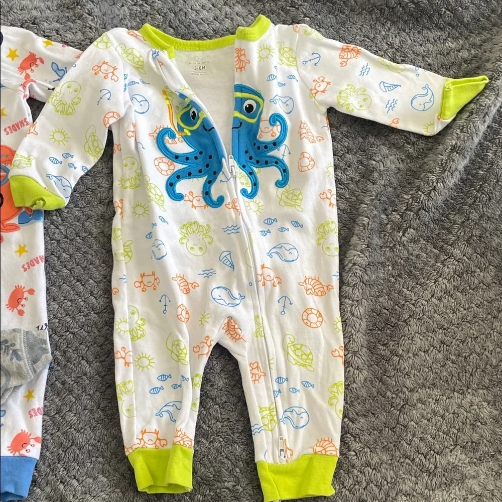 Carter's Kids One Piece dinosaur Footies - Blue, Green, Gray